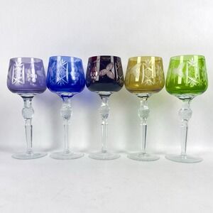 Hortensja Hortensia Cut To Clear Hock Wine Glasses - 8 3/8" - Set of 5